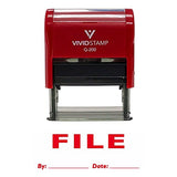 Red File By Date Self Inking Rubber Stamp