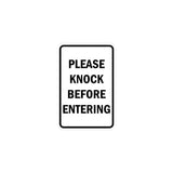 Portrait Round please knock before entering Sign with Adhesive Tape, Mounts On Any Surface, Weather Resistant