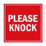 Square Please Knock Sign with Adhesive Tape, Mounts On Any Surface, Weather Resistant
