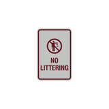 Portrait Round No Littering Sign With Adhesive Tape