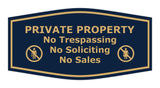 Fancy Private Property No Trespassing No Soliciting No Sales Wall or Door Sign