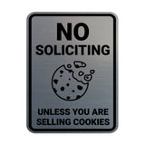 Portrait Round No Soliciting Unless You Are Selling Cookies Wall or Door Sign