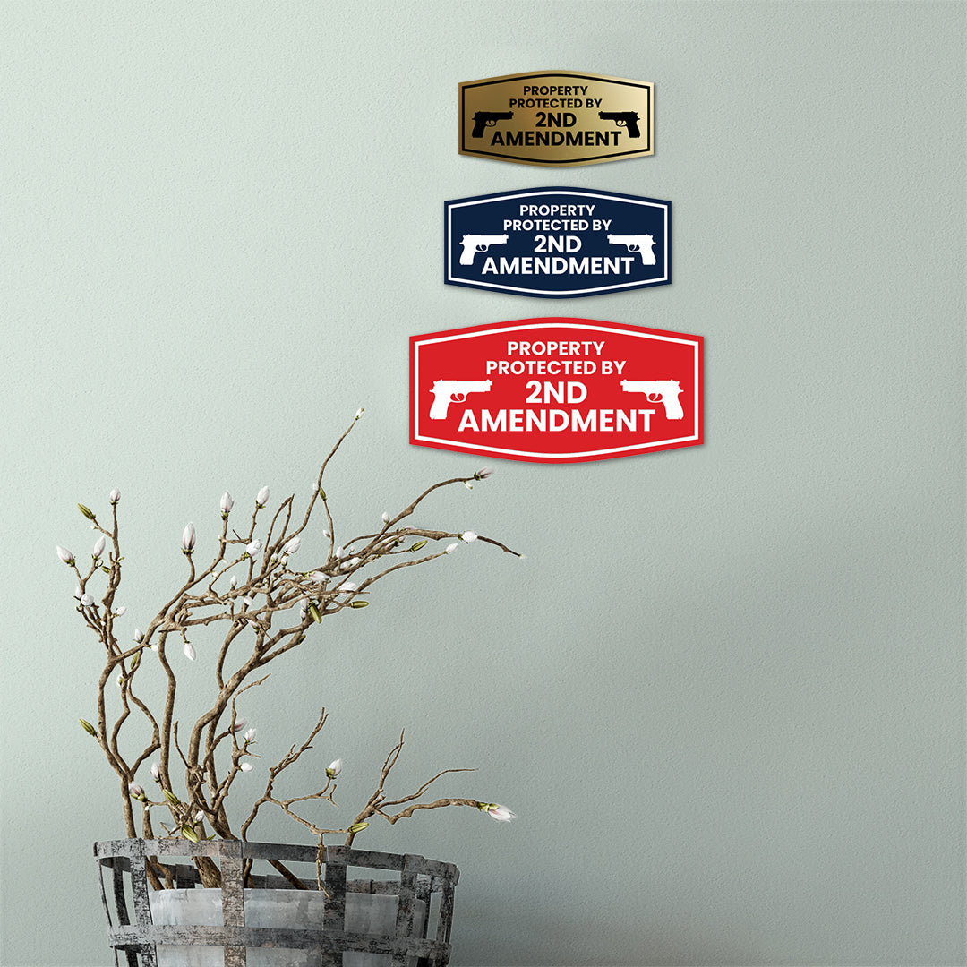 Fancy Property Protected By 2nd Amendment Wall or Door Sign