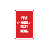 Portrait Round Fire Sprinkler Riser Room Sign with Adhesive Tape, Mounts On Any Surface, Weather Resistant