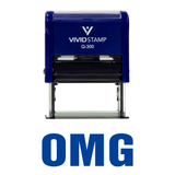 Blue OMG Self Inking Rubber Stamp