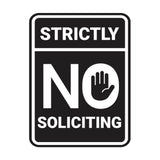 Portrait Round Strictly No Soliciting Wall or Door Sign