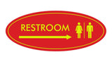 Oval Restroom Right Arrow Sign