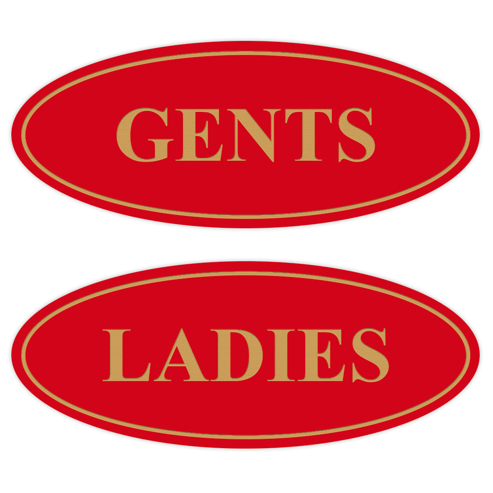 Oval LADIES GENTS Restroom Signs - 2 Pack