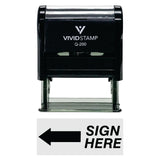 Black Sign Here Left Arrow Self-Inking Office Rubber Stamp