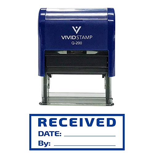 Blue Received W/Border Self-Inking Office Rubber Stamp