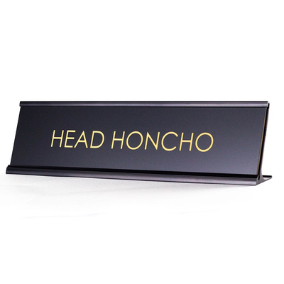 HEAD HONCHO - Black Desk Name Plate for Boss