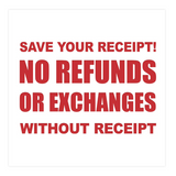 Square No Refunds No Exchanges Without Receipt Sign