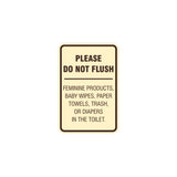Portrait Round please do not flush etiquette Sign with Adhesive Tape, Mounts On Any Surface, Weather Resistant