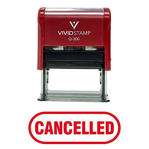 Red Cancelled Button with Border Office Self-Inking Office Rubber Stamp