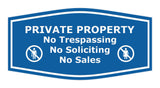 Fancy Private Property No Trespassing No Soliciting No Sales Wall or Door Sign