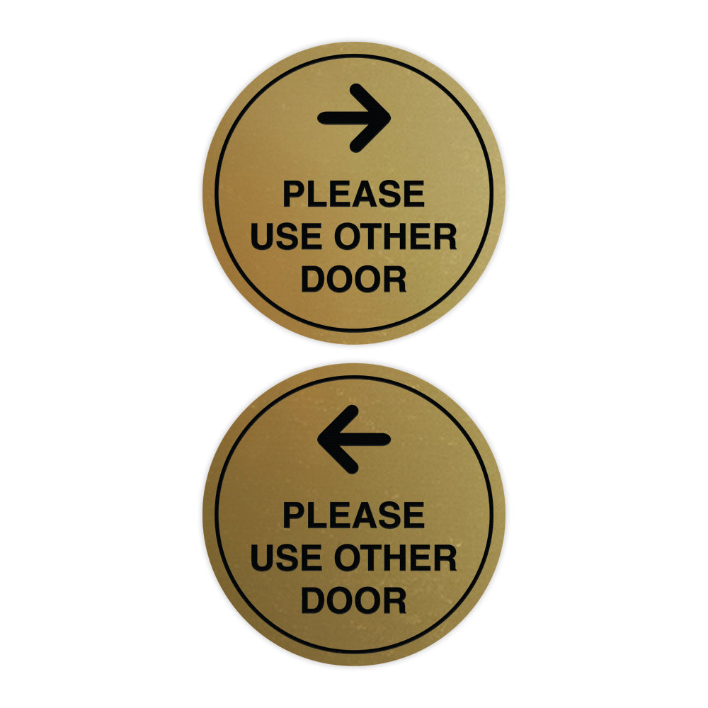 Signs ByLITA Circle Please Use Other Door Sign Set with Adhesive Tape, Mounts On Any Surface, Weather Resistant, Indoor/Outdoor Use