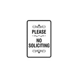 Portrait Round please no soliciting Sign with Adhesive Tape, Mounts On Any Surface, Weather Resistant