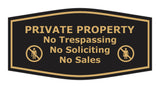 Fancy Private Property No Trespassing No Soliciting No Sales Wall or Door Sign