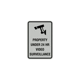 Portrait Round Property Under 24 HR Video Surveillance Sign with Adhesive Tape, Mounts On Any Surface, Weather Resistant