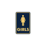 Signs ByLITA Portrait Round Girls (female bathroom icon) Sign with Adhesive Tape, Mounts On Any Surface, Weather Resistant, Indoor/Outdoor Use