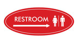 Oval Restroom Right Arrow Sign