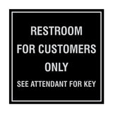 Square Restroom For Customers Sign with Adhesive Tape, Mounts On Any Surface, Weather Resistant