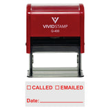 Red Called Emailed With Date Line Self-Inking Office Rubber Stamp
