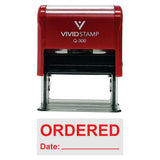 Red Ordered With Date Line Self-Inking Office Rubber Stamp