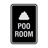 Portrait Round Poo Room Sign with Adhesive Tape, Mounts On Any Surface, Weather Resistant