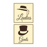 Square ladies and gents sign set with Adhesive Tape, Mounts On Any Surface, Weather Resistant