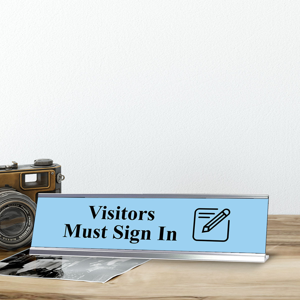 Visitors Must Sign In, Guest Reception Desk Sign (2 x 8")