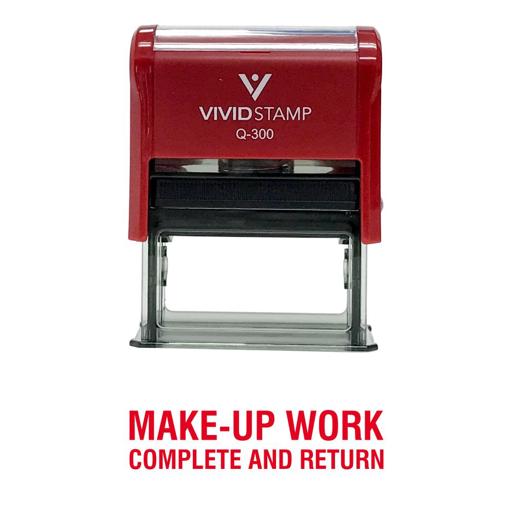 Red Make-Up Work Complete and Return Teacher Self Inking Rubber Stamp