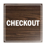 Square Checkout Sign with Adhesive Tape, Mounts On Any Surface, Weather Resistant