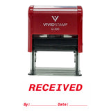 Red RECEIVED By Date Self Inking Rubber Stamp