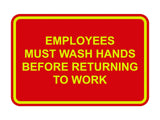 Signs ByLITA Classic Framed Employees Must Wash Hands Before Returning To Work