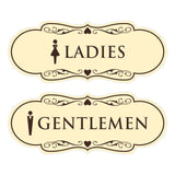 Designer Ladies and Gentlemen Figurines Restroom Signs (Set of 2) For Walls or Doors