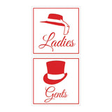 Square ladies and gents sign set with Adhesive Tape, Mounts On Any Surface, Weather Resistant