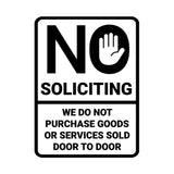 Portrait Round No Soliciting We Do Not Purchase Goods or Services Sold Door to Door Wall or Door Sign