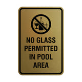 Signs ByLITA Portrait Round No Glass Permitted In Pool Area Sign with Adhesive Tape, Mounts On Any Surface, Weather Resistant, Indoor/Outdoor Use