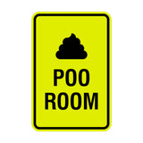 Portrait Round Poo Room Sign with Adhesive Tape, Mounts On Any Surface, Weather Resistant