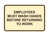 Signs ByLITA Classic Framed Employees Must Wash Hands Before Returning To Work