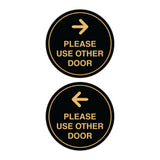 Signs ByLITA Circle Please Use Other Door Sign Set with Adhesive Tape, Mounts On Any Surface, Weather Resistant, Indoor/Outdoor Use