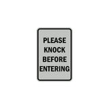Portrait Round please knock before entering Sign with Adhesive Tape, Mounts On Any Surface, Weather Resistant