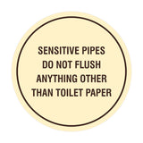 Circle Sensitive Pipes Do Not Flush Anything Other Than Toilet Paper Wall or Door Sign