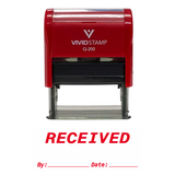 Red RECEIVED By Date Self Inking Rubber Stamp