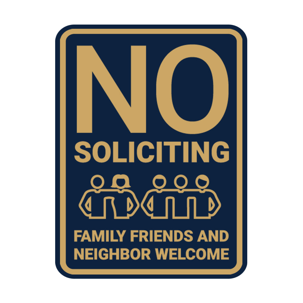 Portrait Round No Soliciting Family Friends and Neighbor Welcome Wall or Door Sign