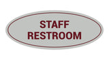 Light Grey / Burgundy Oval STAFF RESTROOM Sign