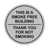 Circle THIS IS A SMOKE FREE BUILDING, Thank You For Not Smoking Wall / Door Sign