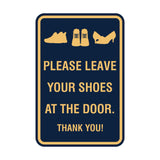 Portrait Round Please leave your shoes at the door thank you Sign with Adhesive Tape, Mounts On Any Surface, Weather Resistant