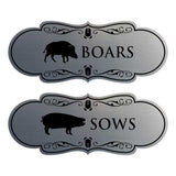 Designer Boars and Sows, Novelty Restroom (Set of 2) Wall or Door Signs